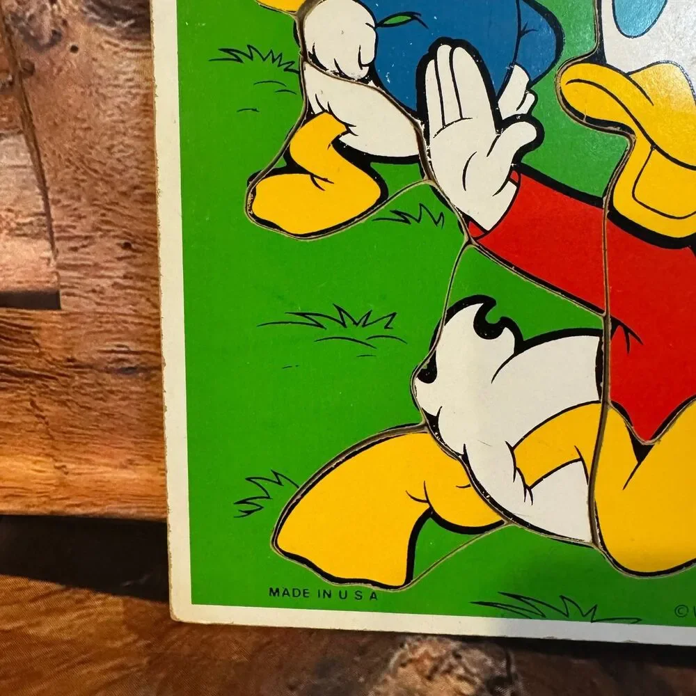 Vintage Playskool Disney Huey Dewey Louie Wooden Puzzle 10 Pieces USA Duck